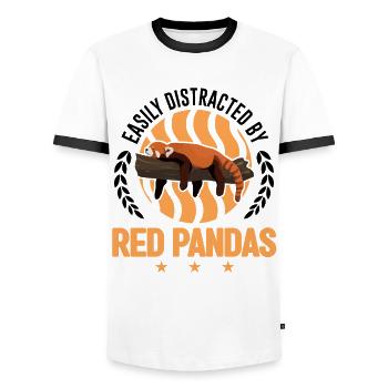 Easily distracted by Red Pandas Roter Panda - Männer Kontrast-T-Shirt - Weiß/Schwarz - Vorne - AI Model Female 172 light (172cm) & AI Model Male 178 dark (178cm)