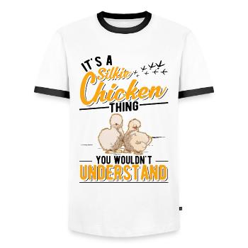 Silk Chicken Silkie Chicken Thing - T-shirt contrasté Homme - blanc/noir - Devant - AI Model Female 172 light (172cm) & AI Model Male 178 dark (178cm)