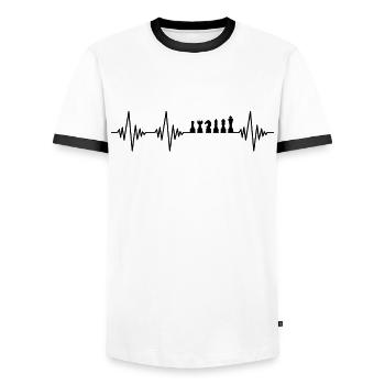 Chess Heartbeat - Men's Ringer Shirt - white/black - Front - AI Model Female 172 light (172cm) & AI Model Male 178 dark (178cm)