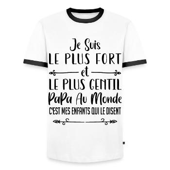 je suis le plus fort et le plus gentil papa - T-shirt contrasté Homme - blanc/noir - Devant - AI Model Female 172 light (172cm) & AI Model Male 178 dark (178cm)