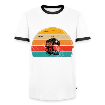 Champignon Champignons Amant Rétro Fungi Forest Idée cadeau - T-shirt contrasté Homme - blanc/noir - Devant - AI Model Female 172 light (172cm) & AI Model Male 178 dark (178cm)