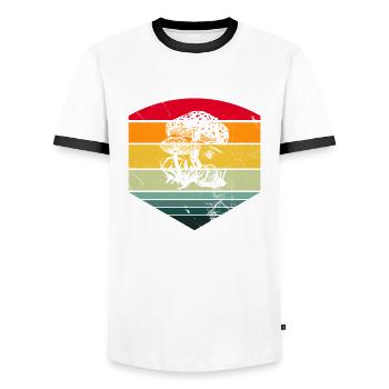 Champignon Champignons Amant Rétro Fungi Forest Idée cadeau - T-shirt contrasté Homme - blanc/noir - Devant - AI Model Female 172 light (172cm) & AI Model Male 178 dark (178cm)
