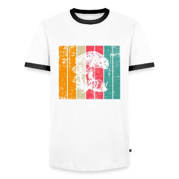 Champignon Champignons Amant Rétro Fungi Forest Idée cadeau - T-shirt contrasté Homme - blanc/noir - Devant - AI Model Female 172 light (172cm) & AI Model Male 178 dark (178cm)