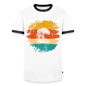 Champignon Champignons Amant Rétro Fungi Forest Idée cadeau - T-shirt contrasté Homme - blanc/noir - Devant - AI Model Female 172 light (172cm) & AI Model Male 178 dark (178cm)
