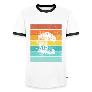 Champignon Champignons Amant Rétro Fungi Forest Idée cadeau - T-shirt contrasté Homme - blanc/noir - Devant - AI Model Female 172 light (172cm) & AI Model Male 178 dark (178cm)
