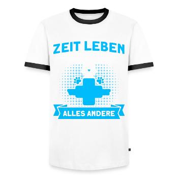 Tierrettung Veterinär Tiermedizin Tierarzthelferin - Männer Kontrast-T-Shirt - Weiß/Schwarz - Vorne - AI Model Female 172 light (172cm) & AI Model Male 178 dark (178cm)