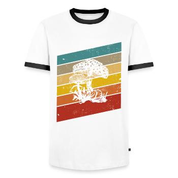 Champignon Champignons Amant Rétro Fungi Forest Idée cadeau - T-shirt contrasté Homme - blanc/noir - Devant - AI Model Female 172 light (172cm) & AI Model Male 178 dark (178cm)