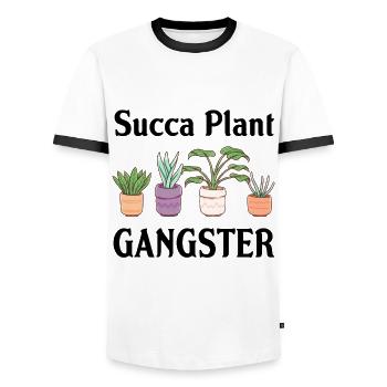 Succa Plant Gangster High Life Hobby Fun - Men's Ringer Shirt - white/black - Front - AI Model Female 172 light (172cm) & AI Model Male 178 dark (178cm)