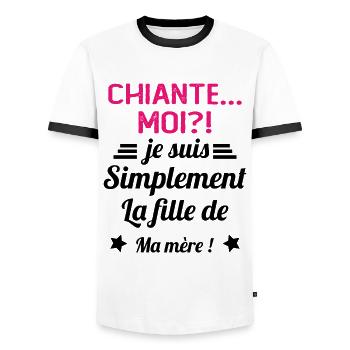 Chiante moi je suis simplement la fille de ma mère - T-shirt contrasté Homme - blanc/noir - Devant - AI Model Female 172 light (172cm) & AI Model Male 178 dark (178cm)