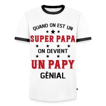 Un Super Papa On Devient Un Papy Génial - T-shirt contrasté Homme - blanc/noir - Devant - AI Model Female 172 light (172cm) & AI Model Male 178 dark (178cm)