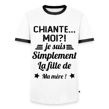 Chiante moi je suis simplement la fille de ma mère - T-shirt contrasté Homme - blanc/noir - Devant - AI Model Female 172 light (172cm) & AI Model Male 178 dark (178cm)