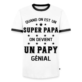 Un Super Papa On Devient Un Papy Génial - T-shirt contrasté Homme - blanc/noir - Devant - AI Model Female 172 light (172cm) & AI Model Male 178 dark (178cm)