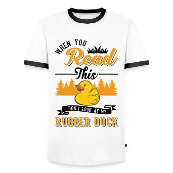 Canard en caoutchouc Cadeau Canard Grinçant Canard Bain Canard - T-shirt contrasté Homme - blanc/noir - Devant - AI Model Female 172 light (172cm) & AI Model Male 178 dark (178cm)