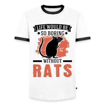 Rat Gift Domestic Rat Rat Owner - Men's Ringer Shirt - white/black - Front - AI Model Female 172 light (172cm) & AI Model Male 178 dark (178cm)