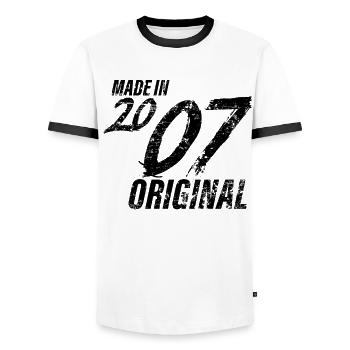 Fait En 2007 Année de naissance 2007 Anniversaire Femmes - T-shirt contrasté Homme - blanc/noir - Devant - AI Model Female 172 light (172cm) & AI Model Male 178 dark (178cm)