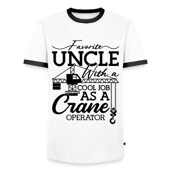 Grutier Ouvrier de la construction Grue Travail Idée cadeau - T-shirt contrasté Homme - blanc/noir - Devant - AI Model Female 172 light (172cm) & AI Model Male 178 dark (178cm)