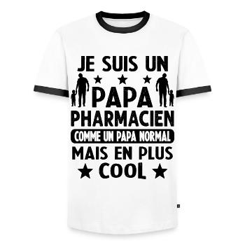 Je suis un papa pharmacien - T-shirt contrasté Homme - blanc/noir - Devant - AI Model Female 172 light (172cm) & AI Model Male 178 dark (178cm)