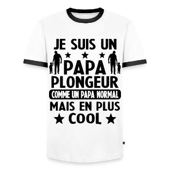 Un Papa Plongeur Comme Papa Normal Mais Plus Cool - T-shirt contrasté Homme - blanc/noir - Devant - AI Model Female 172 light (172cm) & AI Model Male 178 dark (178cm)