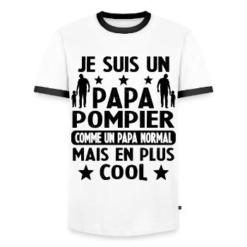 Je Suis Un Papa Pompier Humour Cadeau Papa Pompier - T-shirt contrasté Homme - blanc/noir - Devant - AI Model Female 172 light (172cm) & AI Model Male 178 dark (178cm)