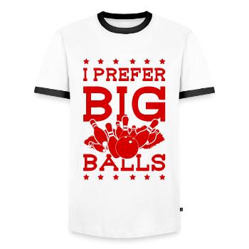 Big Balls Bowling - Men's Ringer Shirt - white/black - Front - AI Model Female 172 light (172cm) & AI Model Male 178 dark (178cm)