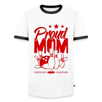 Bowling Mom - Men's Ringer Shirt - white/black - Front - AI Model Female 172 light (172cm) & AI Model Male 178 dark (178cm)