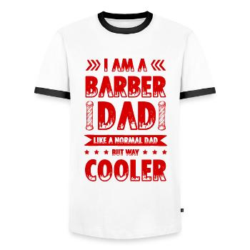 Papa Barbier - T-shirt contrasté Homme - blanc/noir - Devant - AI Model Female 172 light (172cm) & AI Model Male 178 dark (178cm)