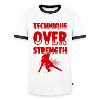 Wrestling ringen - Männer Kontrast-T-Shirt - Weiß/Schwarz - Vorne - AI Model Female 172 light (172cm) & AI Model Male 178 dark (178cm)