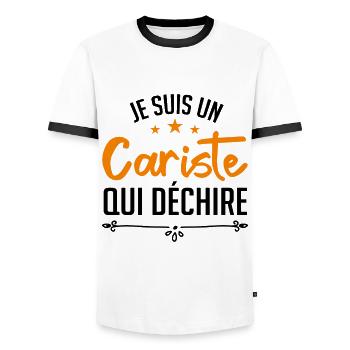 je suis un cariste qui déchire - T-shirt contrasté Homme - blanc/noir - Devant - AI Model Female 172 light (172cm) & AI Model Male 178 dark (178cm)