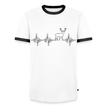 Battements de cœur de cerf - T-shirt contrasté Homme - blanc/noir - Devant - AI Model Female 172 light (172cm) & AI Model Male 178 dark (178cm)