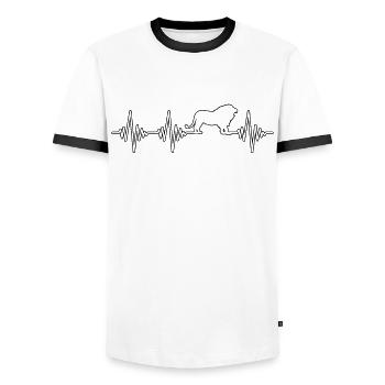 Löwe Herzschlag - Männer Kontrast-T-Shirt - Weiß/Schwarz - Vorne - AI Model Female 172 light (172cm) & AI Model Male 178 dark (178cm)