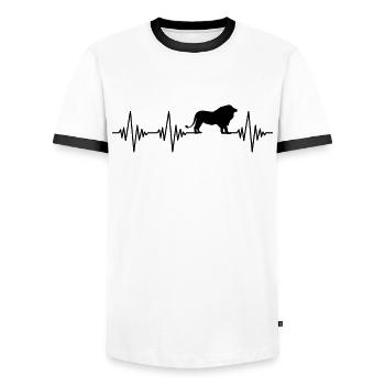Löwe Herzschlag - Männer Kontrast-T-Shirt - Weiß/Schwarz - Vorne - AI Model Female 172 light (172cm) & AI Model Male 178 dark (178cm)