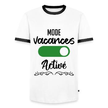 mode vacances activé - T-shirt contrasté Homme - blanc/noir - Devant - AI Model Female 172 light (172cm) & AI Model Male 178 dark (178cm)