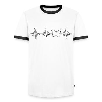 Butterfly Heartbeat - Men's Ringer Shirt - white/black - Front - AI Model Female 172 light (172cm) & AI Model Male 178 dark (178cm)