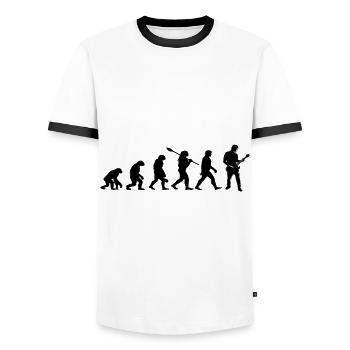 evolution guitarist - Men's Ringer Shirt - white/black - Front - AI Model Female 172 light (172cm) & AI Model Male 178 dark (178cm)