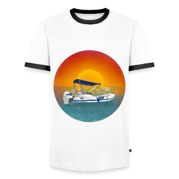 Inflatable boat motorboat - Men's Ringer Shirt - white/black - Front - AI Model Female 172 light (172cm) & AI Model Male 178 dark (178cm)
