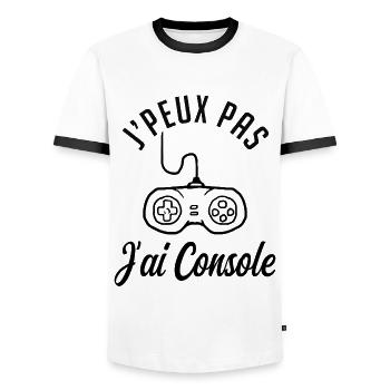 j'peux pas j'ai console - T-shirt contrasté Homme - blanc/noir - Devant - AI Model Female 172 light (172cm) & AI Model Male 178 dark (178cm)