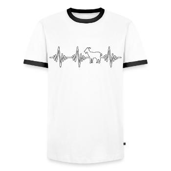 Ziege Herzschlag - Männer Kontrast-T-Shirt - Weiß/Schwarz - Vorne - AI Model Female 172 light (172cm) & AI Model Male 178 dark (178cm)