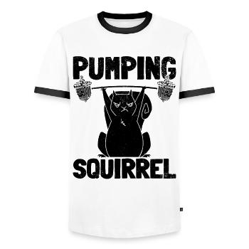 Squirrel Powerlifting Squirrel - Men's Ringer Shirt - white/black - Front - AI Model Female 172 light (172cm) & AI Model Male 178 dark (178cm)