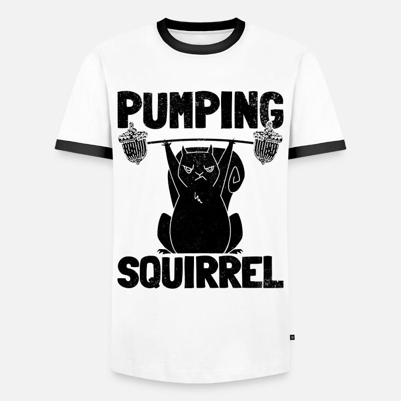 Eichhörnchen Powerlifting Eichhörnchen - Männer Kontrast-T-Shirt - Weiß/Schwarz