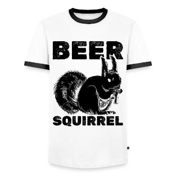 Écureuil Bière Écureuil - T-shirt contrasté Homme - blanc/noir - Devant - AI Model Female 172 light (172cm) & AI Model Male 178 dark (178cm)