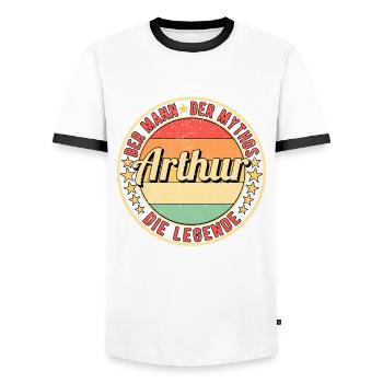 Arthur Der Mann Der Mythos Die Legende - Männer Kontrast-T-Shirt - Weiß/Schwarz - Vorne - AI Model Female 172 light (172cm) & AI Model Male 178 dark (178cm)