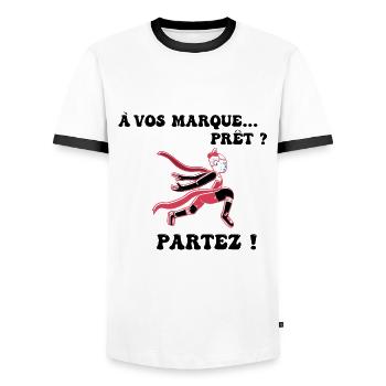 À vos marques.. Prêts? Partez! - T-shirt contrasté Homme - blanc/noir - Devant - AI Model Female 172 light (172cm) & AI Model Male 178 dark (178cm)