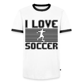 J’adore le football - T-shirt contrasté Homme - blanc/noir - Devant - AI Model Female 172 light (172cm) & AI Model Male 178 dark (178cm)