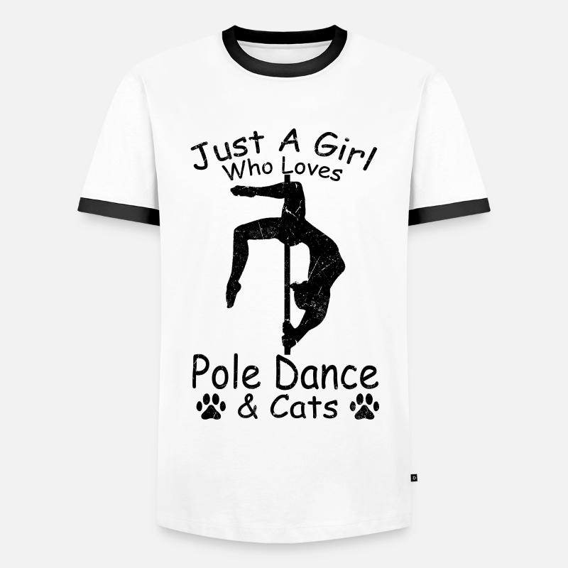 Nur ein Mädchen, das Pole Dance & Katzen Pole - Männer Kontrast-T-Shirt - Weiß/Schwarz