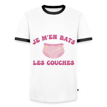 Je m'en bats les couches - T-shirt contrasté Homme - blanc/noir - Devant - AI Model Female 172 light (172cm) & AI Model Male 178 dark (178cm)
