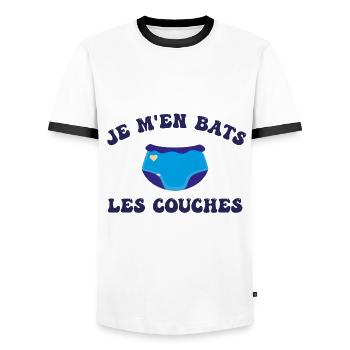 Je m'en bats les couches - T-shirt contrasté Homme - blanc/noir - Devant - AI Model Female 172 light (172cm) & AI Model Male 178 dark (178cm)
