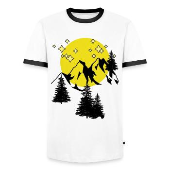 Clair de lune Pleine Lune Nature Montagnes Amoureux de la nature - T-shirt contrasté Homme - blanc/noir - Devant - AI Model Female 172 light (172cm) & AI Model Male 178 dark (178cm)