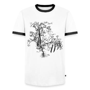 Bohnenpflanze mit Zuckerschoten - Männer Kontrast-T-Shirt - Weiß/Schwarz - Vorne - AI Model Female 172 light (172cm) & AI Model Male 178 dark (178cm)