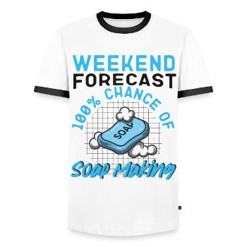 Soap Making Crafting Weekend - Men's Ringer Shirt - white/black - Front - AI Model Female 172 light (172cm) & AI Model Male 178 dark (178cm)