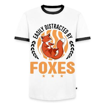 Easily distracted by Foxes Fuchs - Männer Kontrast-T-Shirt - Weiß/Schwarz - Vorne - AI Model Female 172 light (172cm) & AI Model Male 178 dark (178cm)